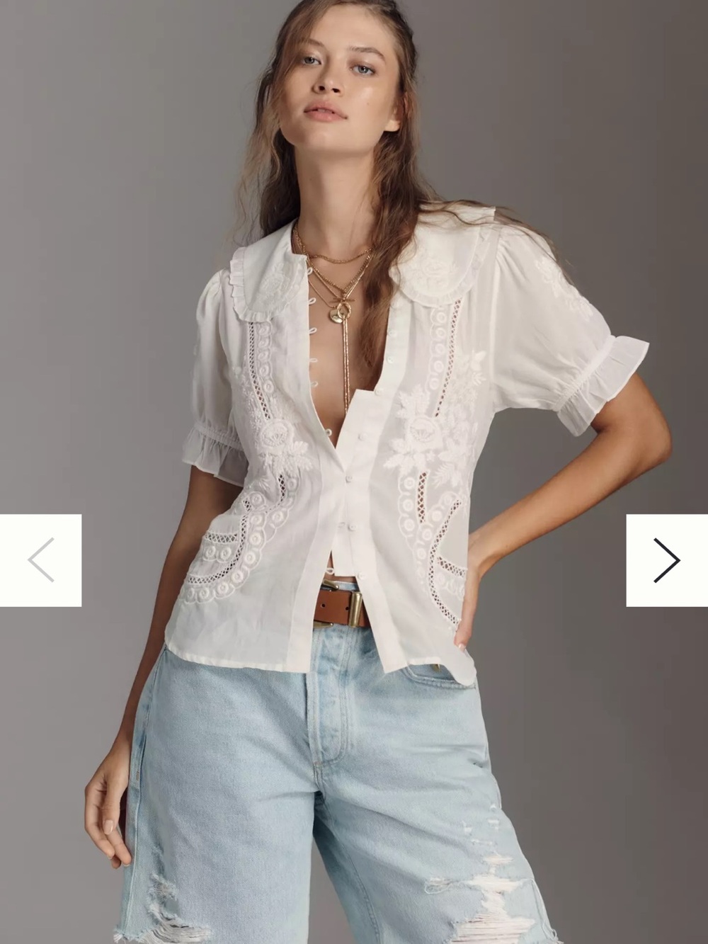 Anthropologie Pilcro Kiera Floral Dainty White Blouse NWT NEW
